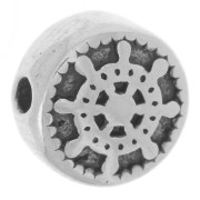 Perle plate ronde 8.5 mm - motif roue de bateau - Acier inoxydable 304L x1|raw }}