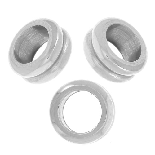 Perles rondelles gros trou 6.5x3 mm - Acier inoxydable 304L x5