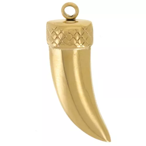 Pendentif dent de requin 24x8 mm - Acier inoxydable 316L Doré x1