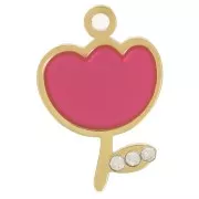 Breloque tulipe 12x8 mm en résine époxy - Acier inoxydable 316L Doré x1