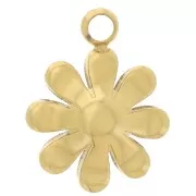 Breloque fleur 7.5mm avec cabochon imitation nacre Acier inoxydable 304L Doré x1