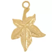 Pendentif feuille 22x15 mm - Acier inoxydable 304L Doré x1