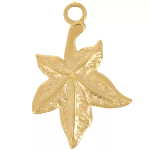 Pendentif feuille 22x15 mm - Acier inoxydable 304L Doré x1