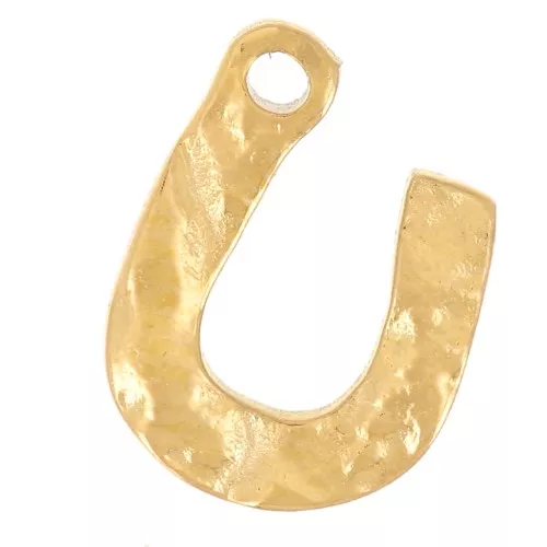 Breloque design U martelée 10x7 mm - Acier inoxydable 316L Doré x1