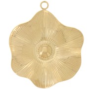 Pendentifs fleurs irréguliers effet plissé 35 mm - Acier inoxydable 304L Doré x2