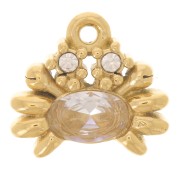 Breloque crabe 11x12 mm oxyde de zirconium et strass - Acier inox 304L Doré x1|raw }}