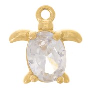 Breloque tortue 12x11.5 mm oxyde de zirconium - Acier inoxydable 304L Doré x1|raw }}