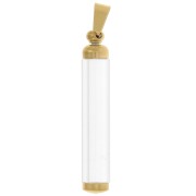 Pendentif tube dévissable à garnir 45x8 mm - Acier inoxydable 304L Doré x1