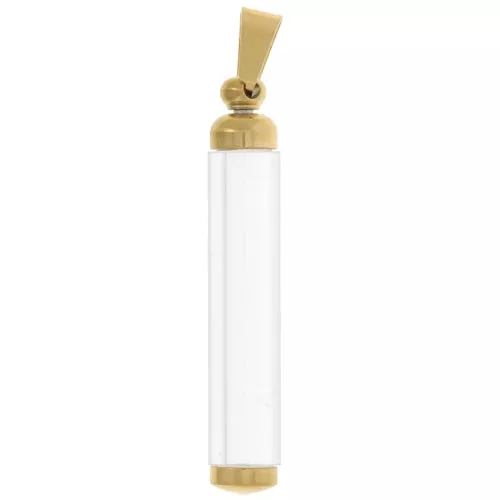 Pendentif tube dévissable à garnir 45x8 mm - Acier inoxydable 304L Doré x1