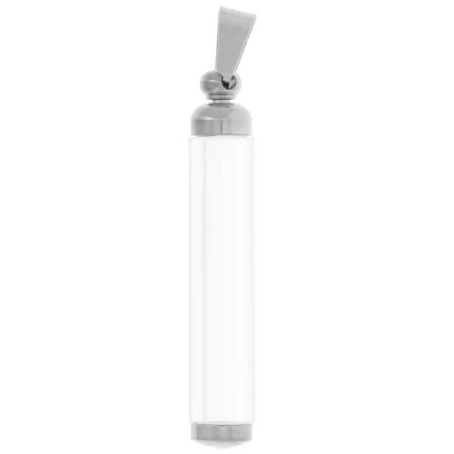 Pendentif tube dévissable à garnir 45x8 mm - Acier inoxydable 304L x1