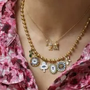 Breloque fleur de Lys 16x9 mm résine époxy - Acier inox 304L Doré - Bleu foncé