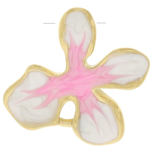 Pendentif fleur 19x20 mm avec résine époxy - Acier inox 304L Doré - Blanc - Rose