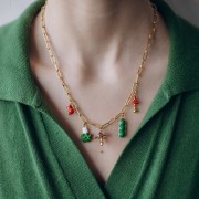 Breloque champignon 15x14 mm avec résine époxy - Acier inox 304L Doré - Prune