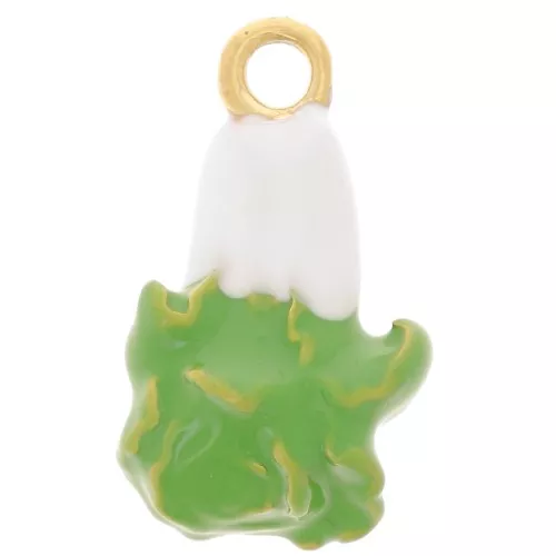 Breloque chou Chinois 17x10 mm avec résine époxy - Acier inox 304L Doré - Vert