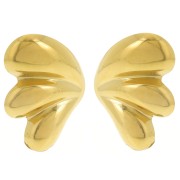 Boucles d'oreilles design bombée 31x22 mm - Acier inoxydable 304L Doré x2