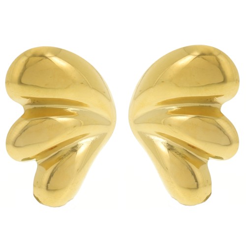 Boucles d'oreilles design bombée 31x22 mm - Acier inoxydable 304L Doré x2