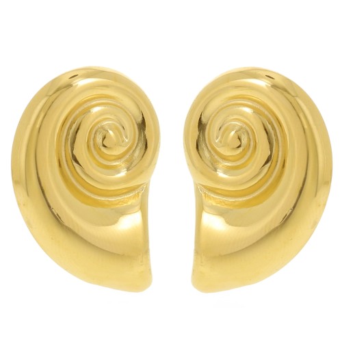 Boucles d'oreilles coquillage 28x19 mm - Acier inoxydable 304L Doré x2