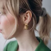 Boucles d'oreilles coquillage 28x19 mm - Acier inoxydable 304L Doré x2