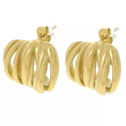 Boucles d'oreilles design 15x21.5 mm - Acier inoxydable 304L Doré x2