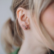 Boucles d'oreilles fleur 8x7mm oxydes zirconium - Acier inox 304L Doré - Rose x2