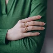 Bague réglable cercle ajouré 15 mm - T. 52 à 58 - Acier inoxydable 304L Doré x1