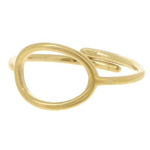 Bague réglable ovale ajouré 13x10mm - T. 53 à 59 - Acier inoxydable 304 Doré x1