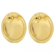 Boucles d'oreilles rondes texturées 24 mm - motif chevrons - Doré à l'or fin x2