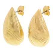 Boucles d'oreilles gouttes travaillées 26x15 mm - Doré à l'or fin x2|raw }}