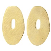 Boucles d'oreilles ovales irrégulier texturés 40x24 mm - Doré à l'or fin x2|raw }}