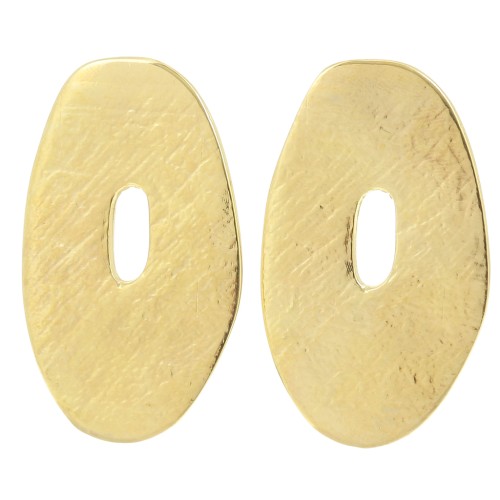 Boucles d'oreilles ovales irrégulier texturés 40x24 mm - Doré à l'or fin x2