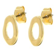 Boucles d'oreilles ovales irrégulier martelés 11x6.5 mm - Doré à l'or fin x2|raw }}