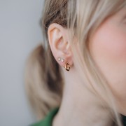 Boucles d'oreilles ovales irrégulier martelés 11x6.5 mm - Doré à l'or fin x2