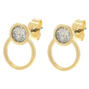 Boucles d'oreilles cercle 14x11 mm résine époxy - Doré Or fin - Pailleté Argent|raw }}