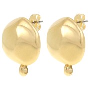 Clous d'oreilles rond irrégulier martelé 18 mm anneau fermé - Doré à l'or fin x2