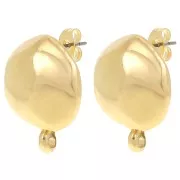 Clous d'oreilles rond irrégulier martelé 18 mm anneau fermé - Doré à l'or fin x2