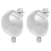 Clous d'oreilles rond irrégulier martelé 18 mm anneau fermé - Placage Argent Fin|raw }}