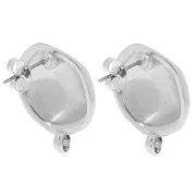 Clous d'oreilles rond irrégulier martelé 18 mm anneau fermé - Placage Argent Fin