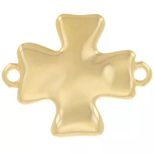 Intercalaire croix martelé 31x26 mm - Doré à l'or fin x1