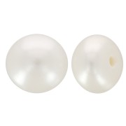 Perles d'eau douce semi-percées rondes aplaties 6 mm - Grade AAA - Blanc x2|raw }}