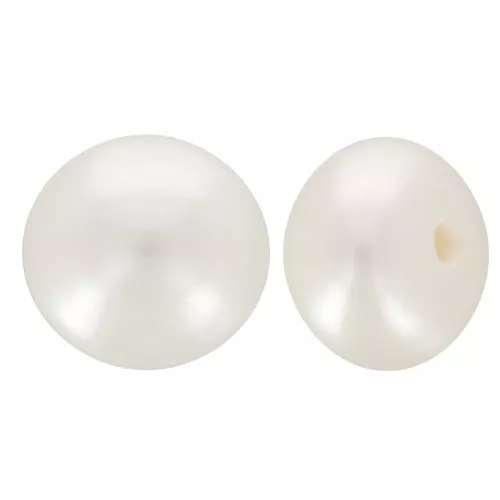 Perles d'eau douce semi-percées rondes aplaties 6 mm - Grade AAA - Blanc x2