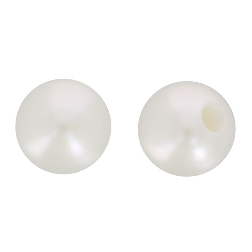Perles d'eau douce semi-percées rondes 3 mm - Grade AA+ - Blanc x2