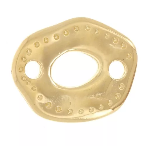 Intercalaire irrégulier martelé évidé 12x9.5 mm - Doré à l'or fin x1
