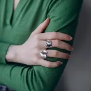 Bague coeur martelé réglable - Taille 48 à 54 - Argent 925 x1