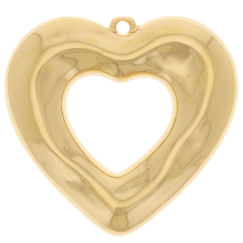 Pendentif coeur évidé martelé 33x35 mm - Doré à l'or fin x1