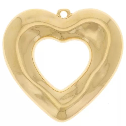 Pendentif coeur évidé martelé 33x35 mm - Doré à l'or fin x1