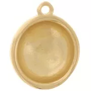 Pendentif rond bombé strié 16 mm - Doré à l'or fin x1