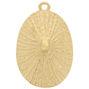 Pendentif ovale bombé texturé 24x16 mm - Doré à l'or fin x1|raw }}