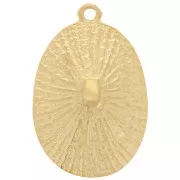Pendentif ovale bombé texturé 24x16 mm - Doré à l'or fin x1