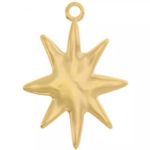 Pendentif étoile 36.5x26 mm - Doré à l'or fin x1