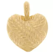 Pendentif coeur bombé 27x22 mm - effet tressé - Doré à l'or fin x1